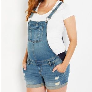 Maternity jean short overalls